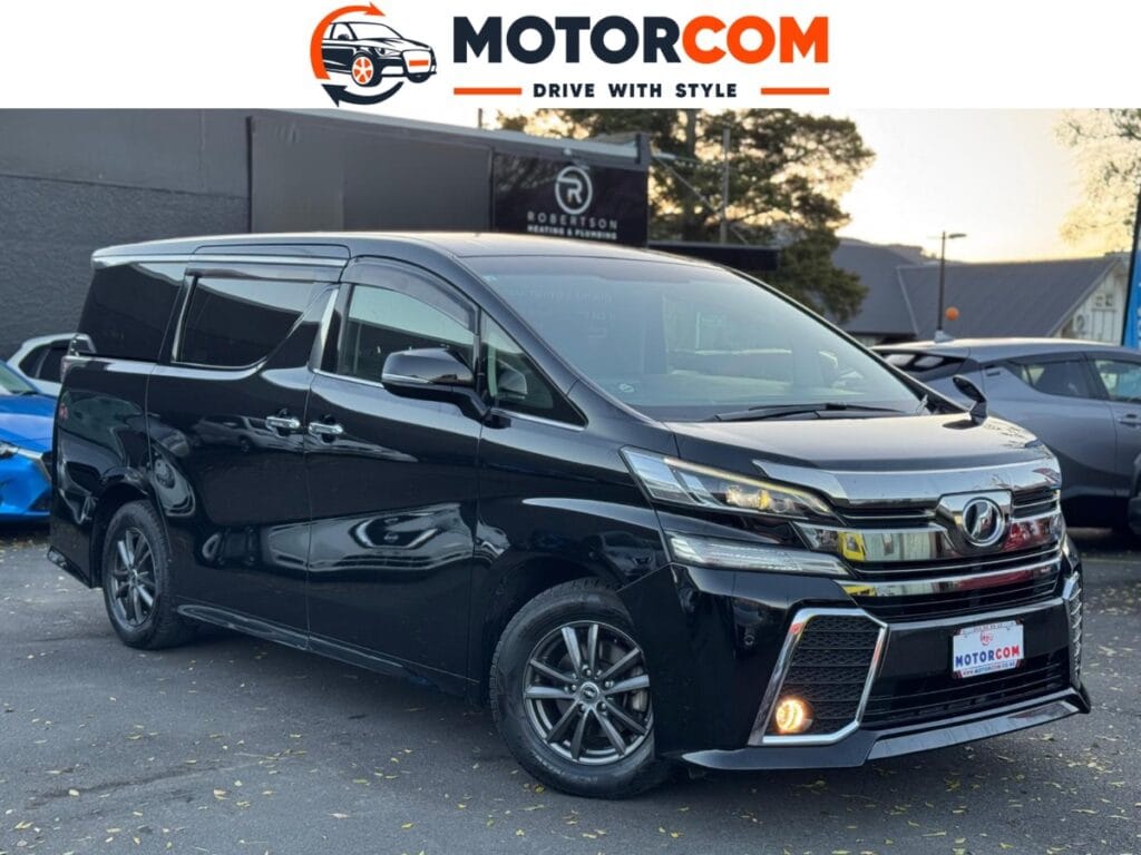 front side view of black 2016 Toyota Vellfire