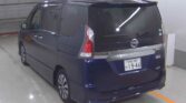 back side view of blue 2017 Nissan Serena